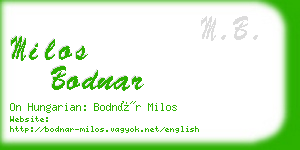 milos bodnar business card